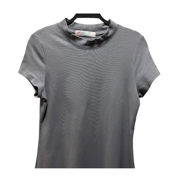 Free People Beach Womens Gray Short Sleeve Mock Neck Dress Size L - Picture 3 of 7